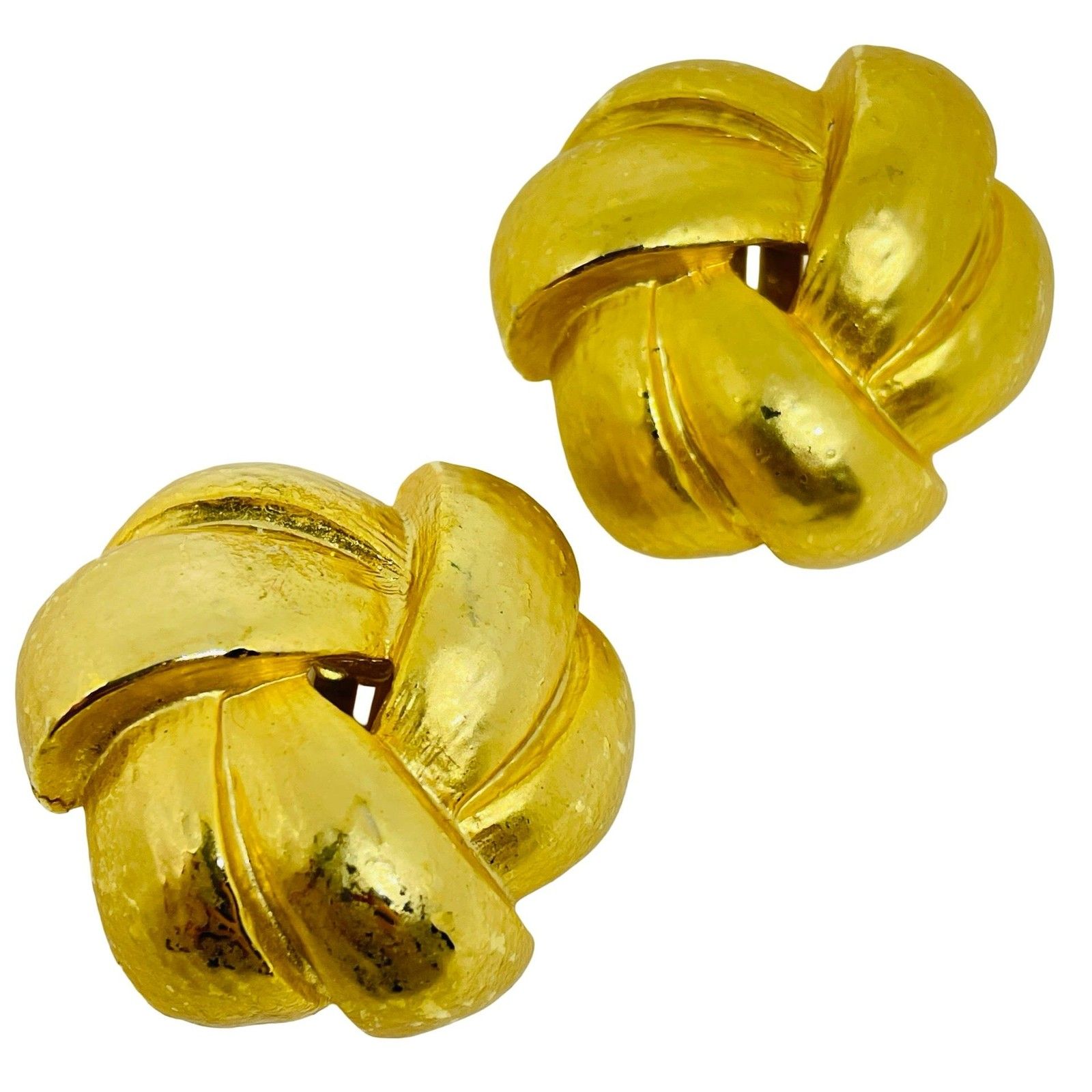 Carolee Vintage Gold Tone Faux Pearls Etruscan Designer Clip On Earrings